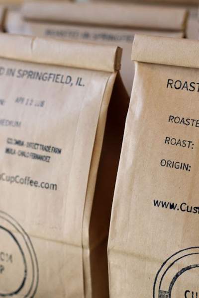 Roasted coffee in bags