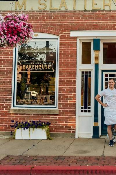 Bakehouse owners in front their Bakery in Galena.