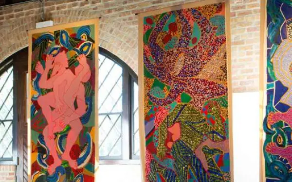 Artwork hanging on the wall at the National Museum of Puerto Rican Arts and Culture