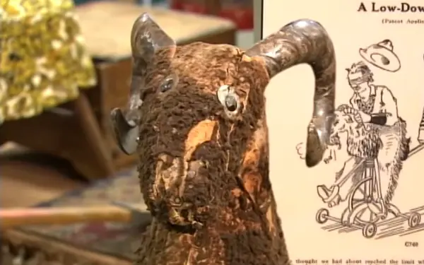 A bucking goat display at the DeMoulin museum