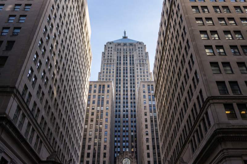 The art deco Chicago Board of Trade Building in Chicago
