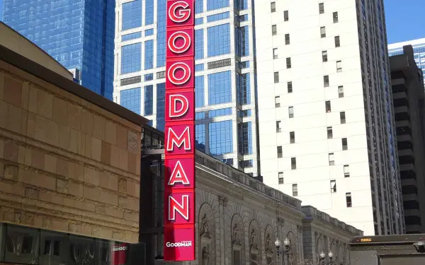 Exterior of the Goodman Theater in Chicago's Loop Theater District