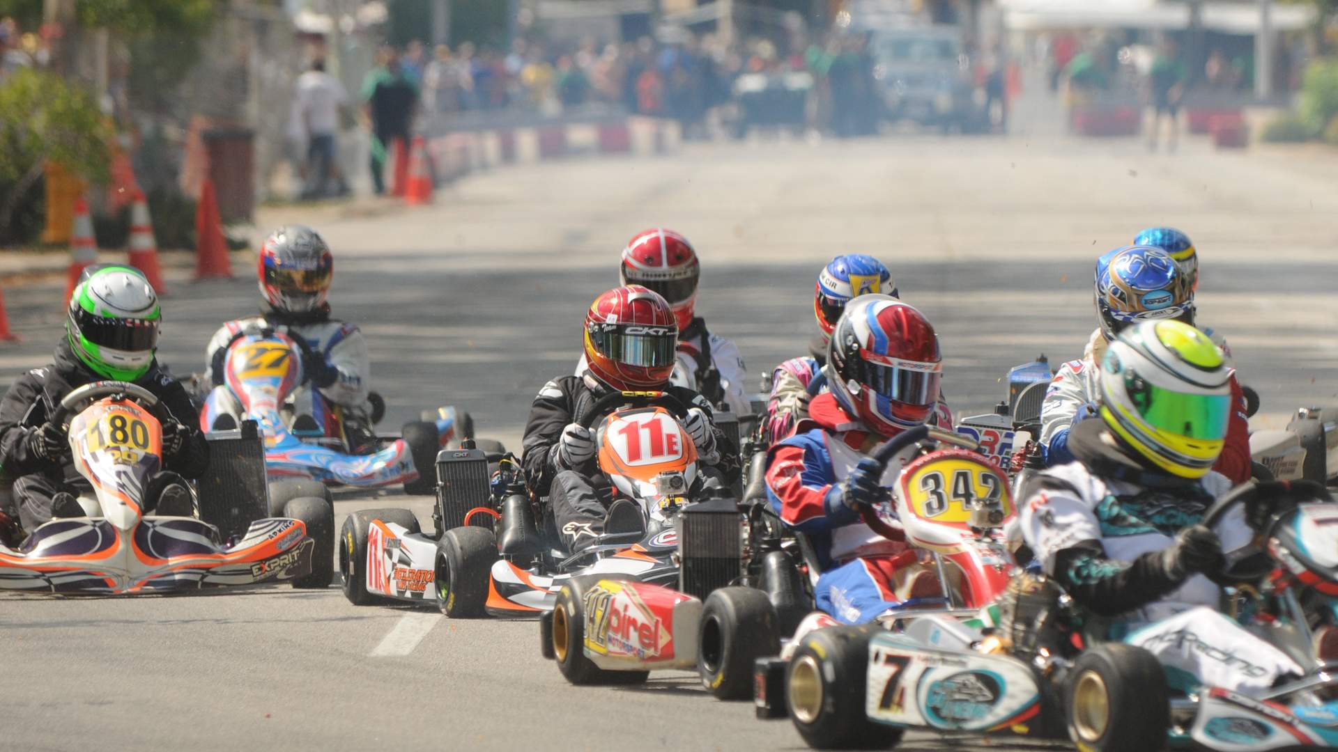 Karts being raced around the track at the Rock Island Grand Prix