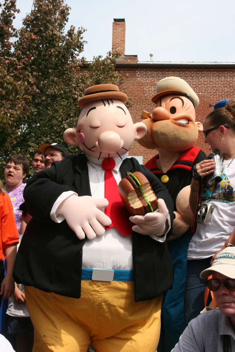 Popeye characters attending the Popeye Festival in Chester