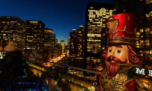 Rooftop decorated for Christmas