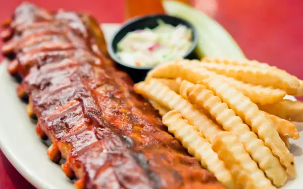 Fall-off-the-bone baby back ribs at twin anchors