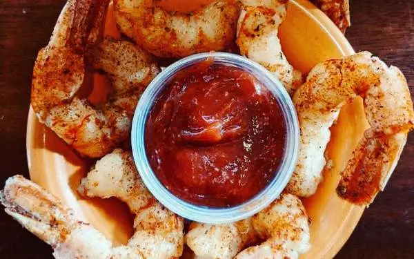 A plate of cocktail shrimp from Black Dog in Champaign-Urbana. 