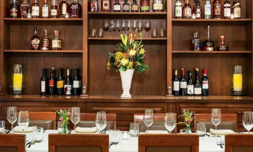 Dining table set up ready for meals