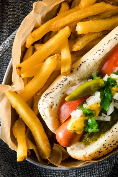 Chicago Style Hot Dog with Fries
