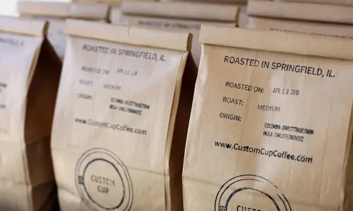 Roasted coffee in bags