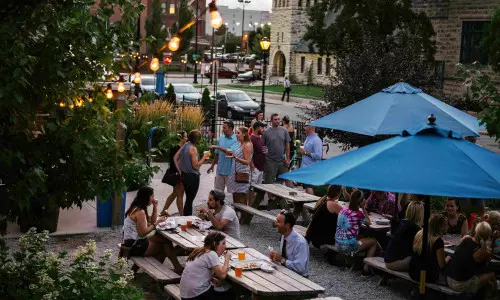 El fresco under some umbrellas 