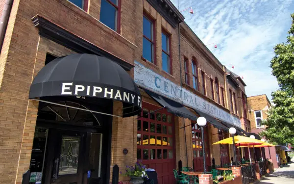 The brick exterior of the Epiphany Farms and Restaurant building