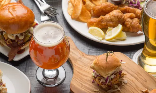 Food and drinks on a table