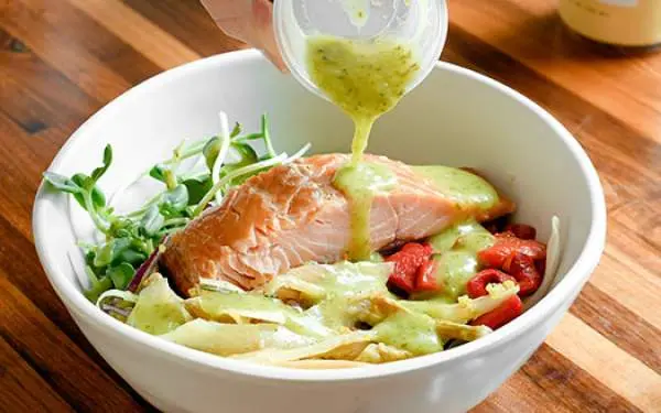 Fresh salmon bowl from Forage Kitchen.