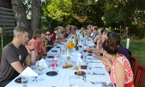 People eating outside