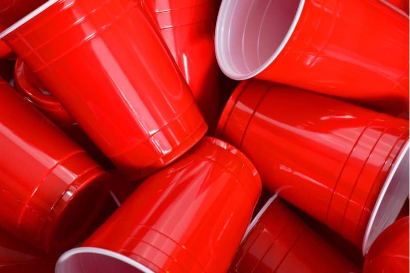 A pile of empty Red Solo cups, as invented in Chicago