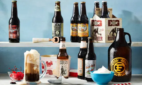 A selection of craft root beers and ice cream floats