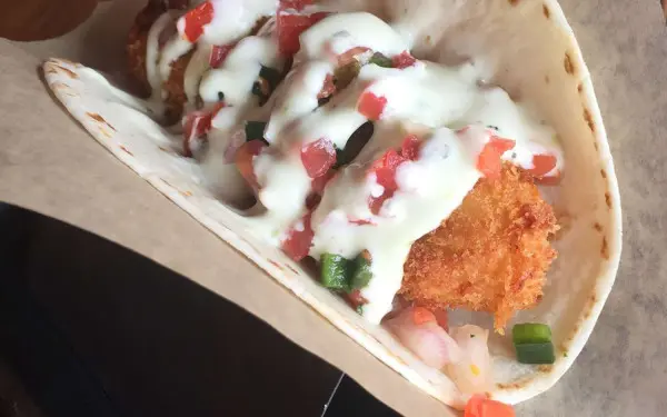 A freshly made chicken  taco