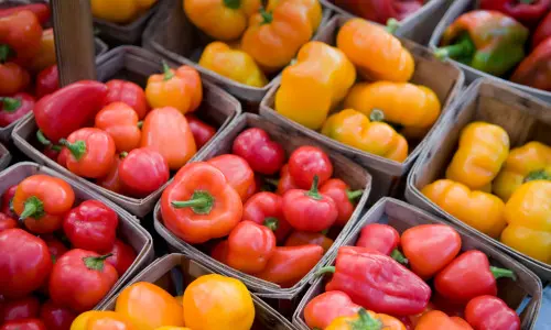 Baskets of capsicum 