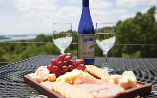 A nice wine & cheese platter at Aeries Vineyard in Illinois.