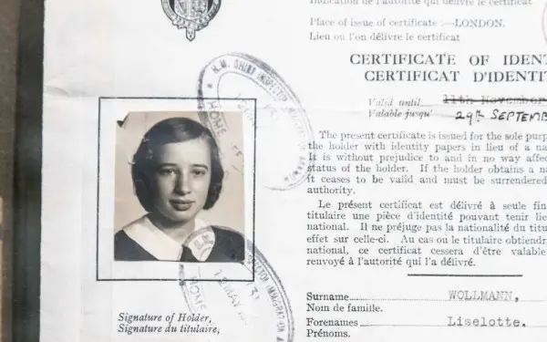 Paper documentation of a Certificate of Identity at the Holocaust Museum