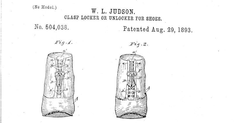 The illustrated patent for Whitcomb Judson's zipper design