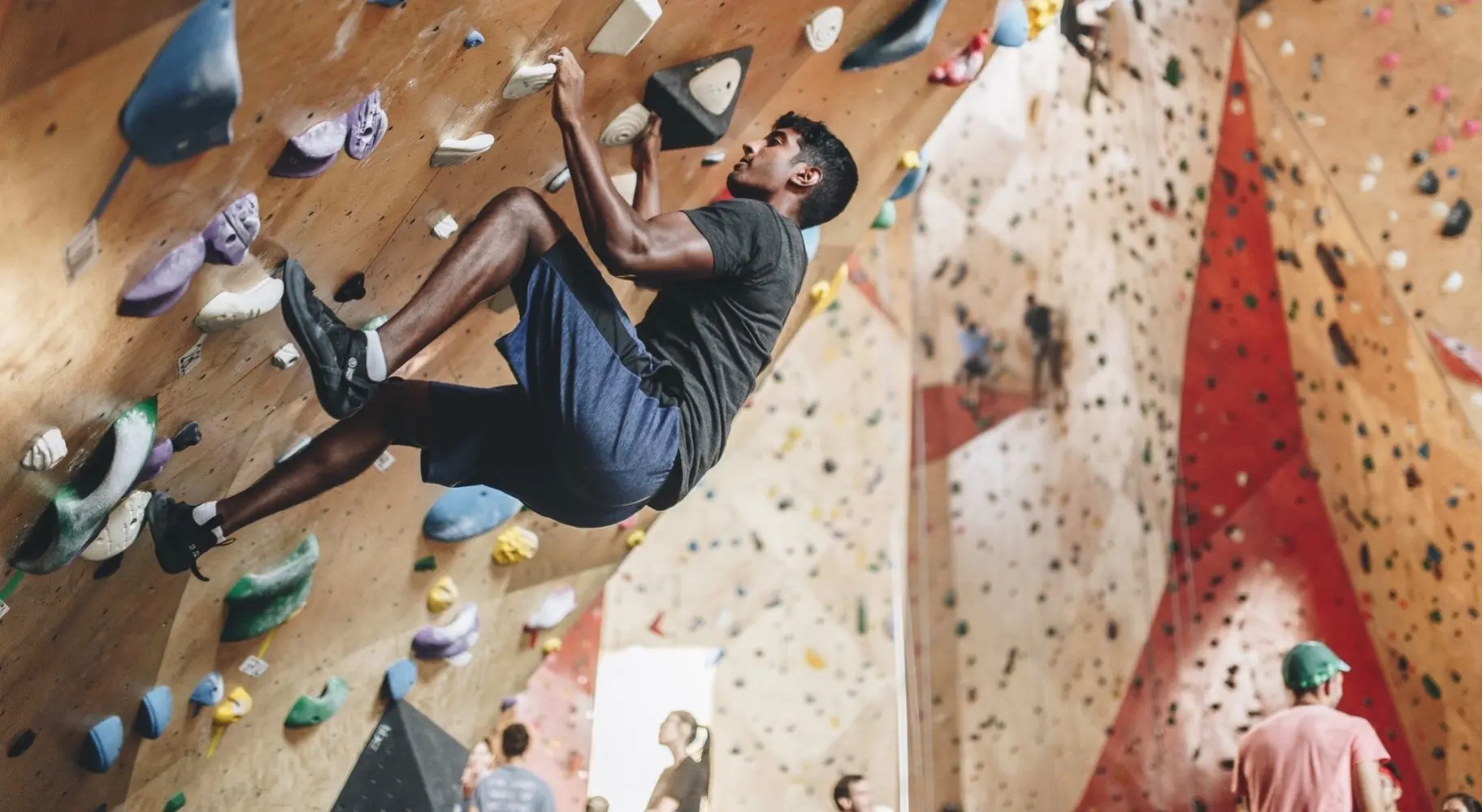 A man rock climbing