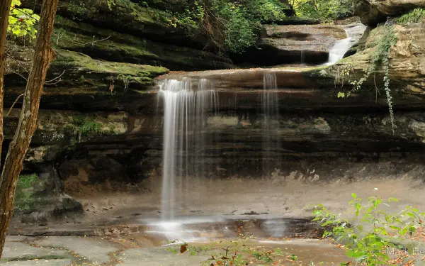 A waterfall down rocks at La Salle Canyon