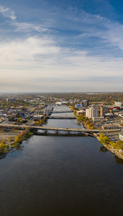 Aerial shot of the city of Rockford