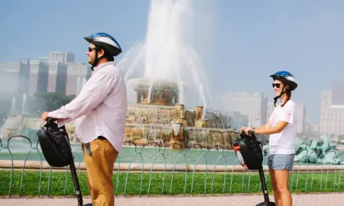 People on scooter machines