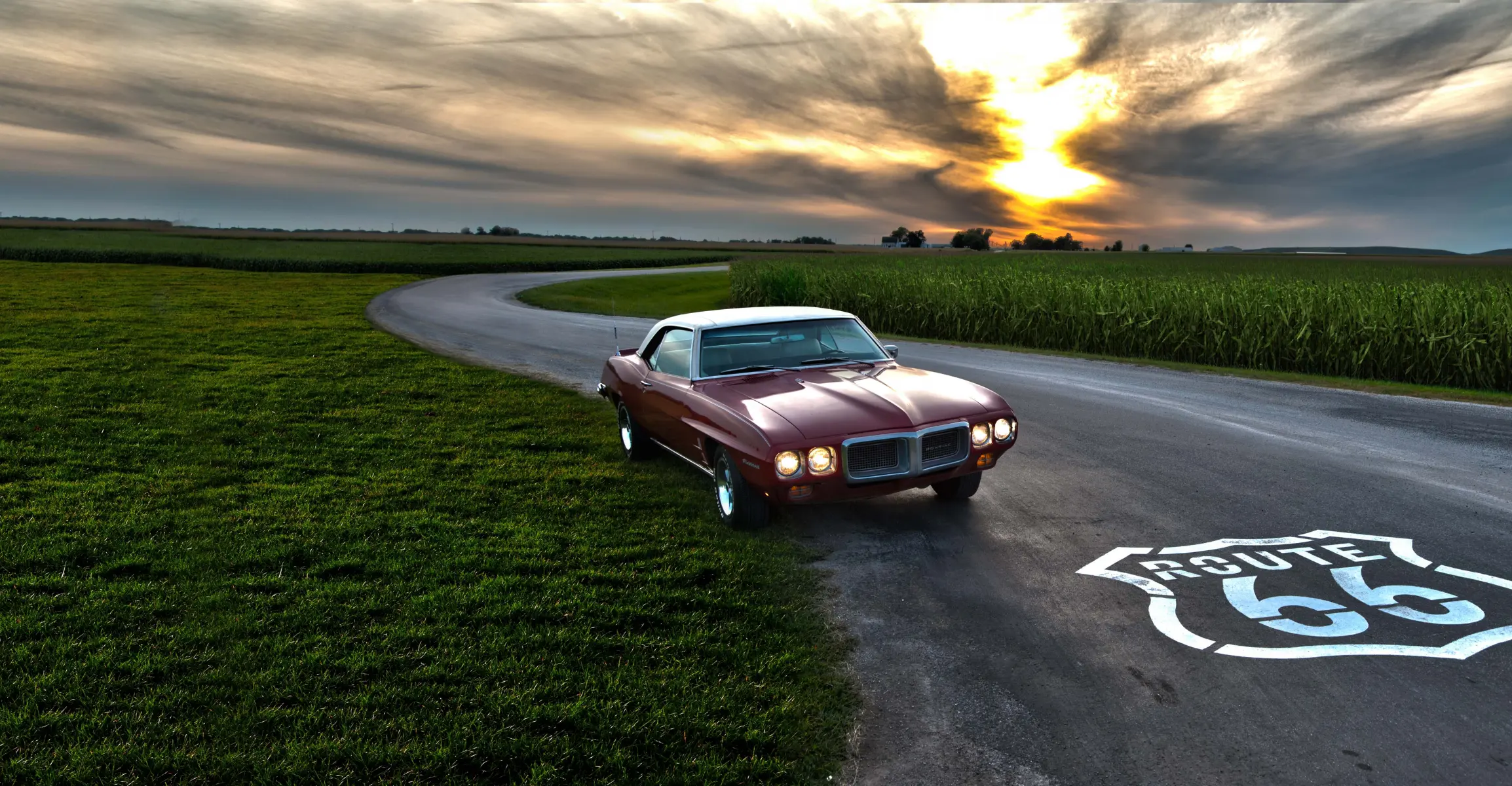 Car stopped on Route 66