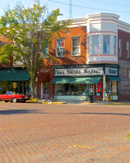 A shop on the corner of a street
