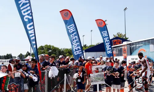 Crowd waiting outside stadium