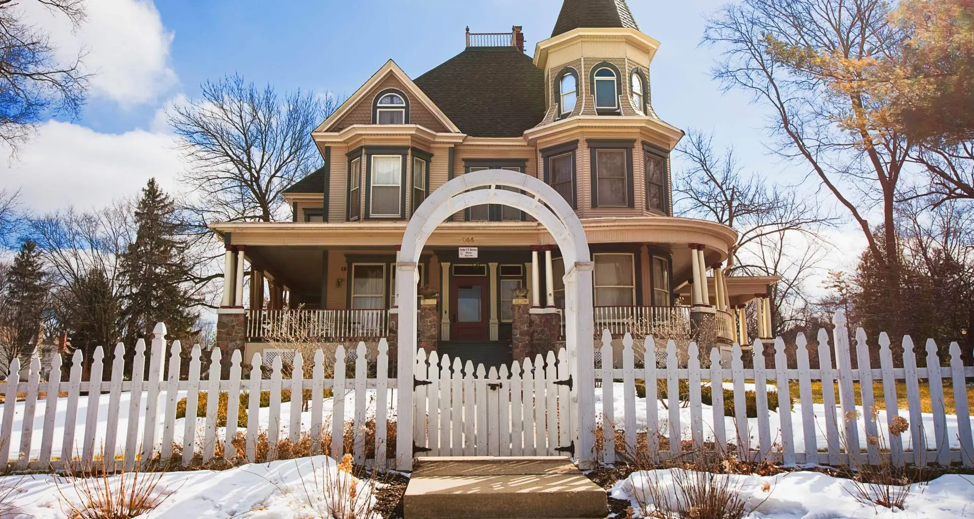 The exterior and fence of a house