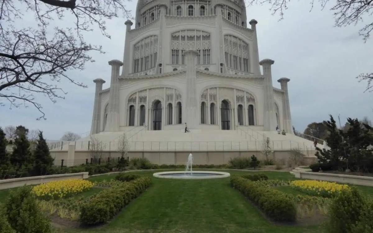 A temple with a garden in front of it