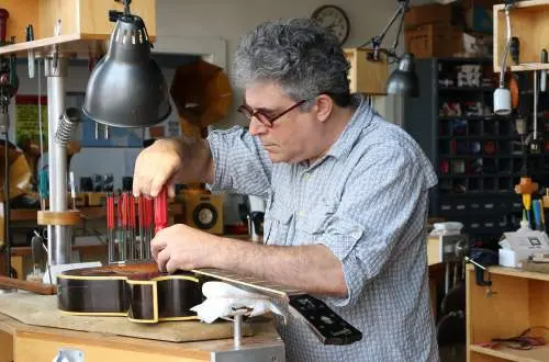 Ian Schneller making a guitar.