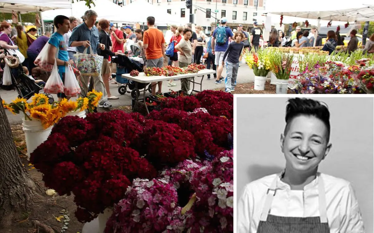 People and flowers, a profile pic in the corner of photo