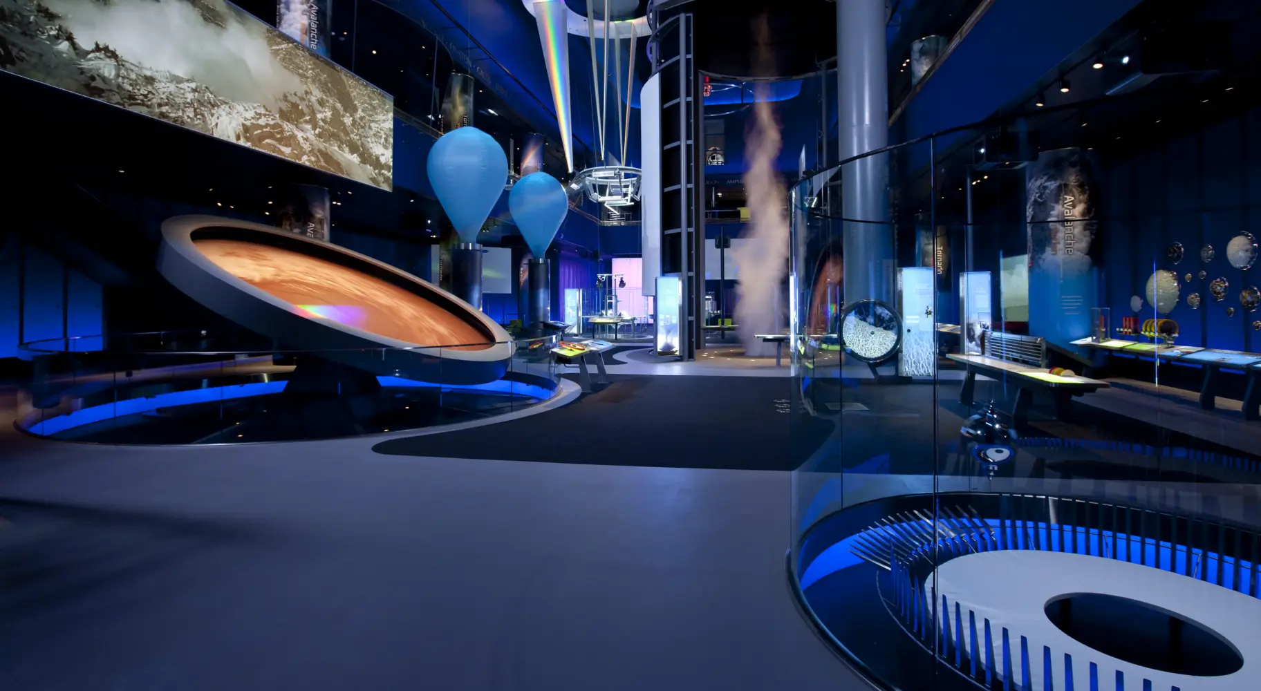 A space themed room with blue lights
