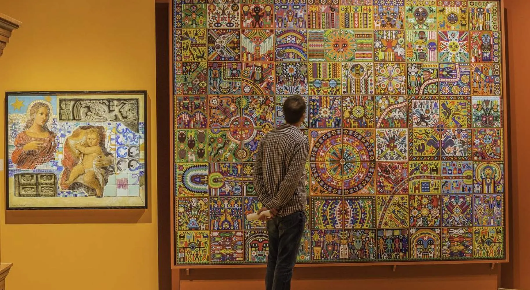 Person looking at art at the National Museum of Mexican Art