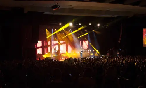 Artists performing at night at Ravinia festival