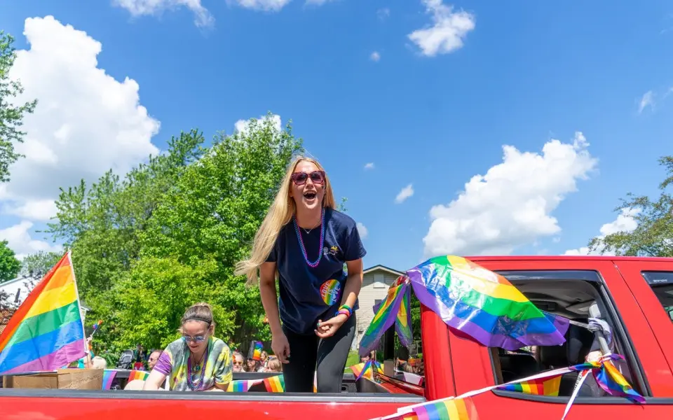 Pickup truck at the pride party