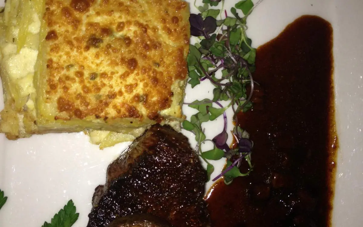 Meat and potato on a plate