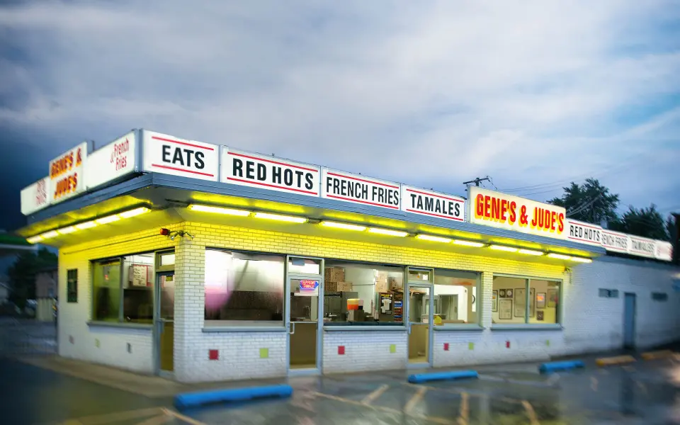 Exterior of Genes and Judes Hotdog Restaurant