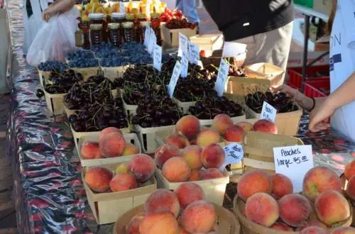 Fruit in small boxes on a table