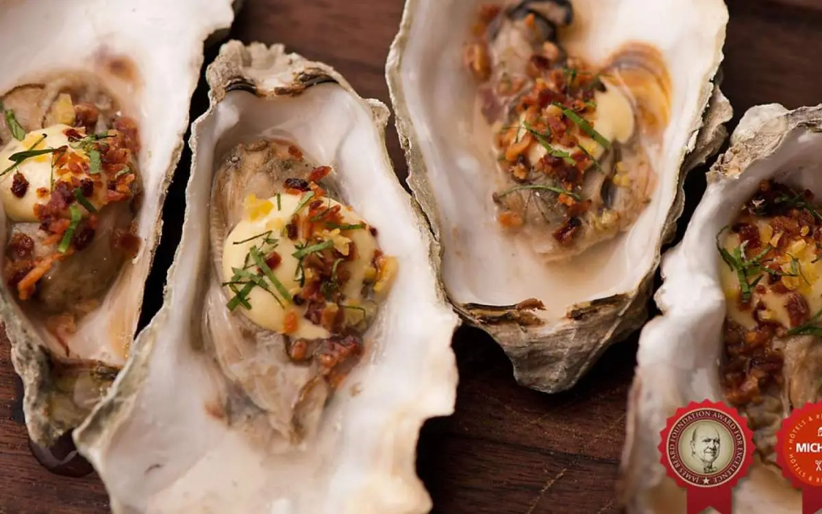 Aerial shot of oysters from Girl Goat