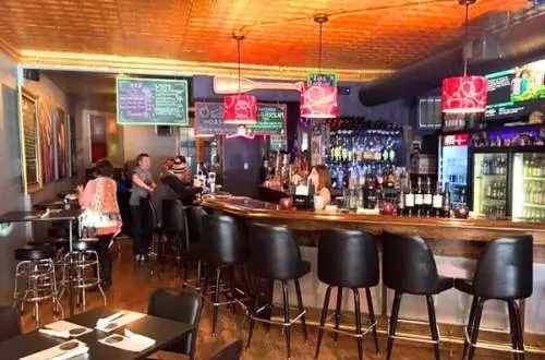Inside a restaurant/ bar