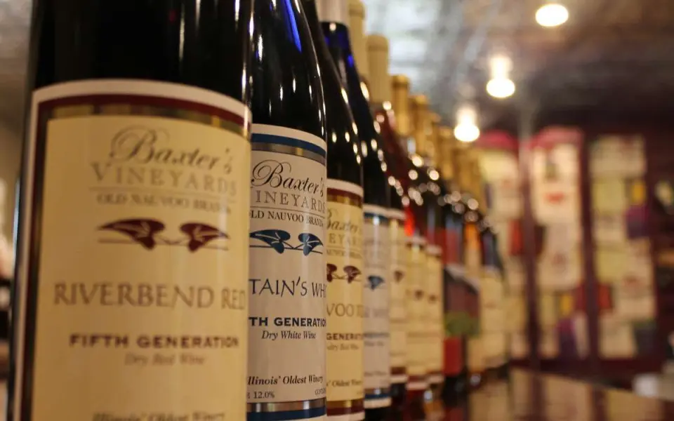 A row of wine bottles