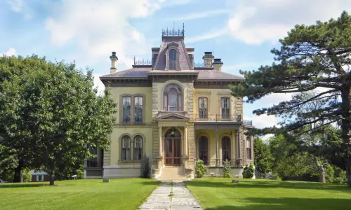 The exterior of the David Davis Mansion in Bloomington