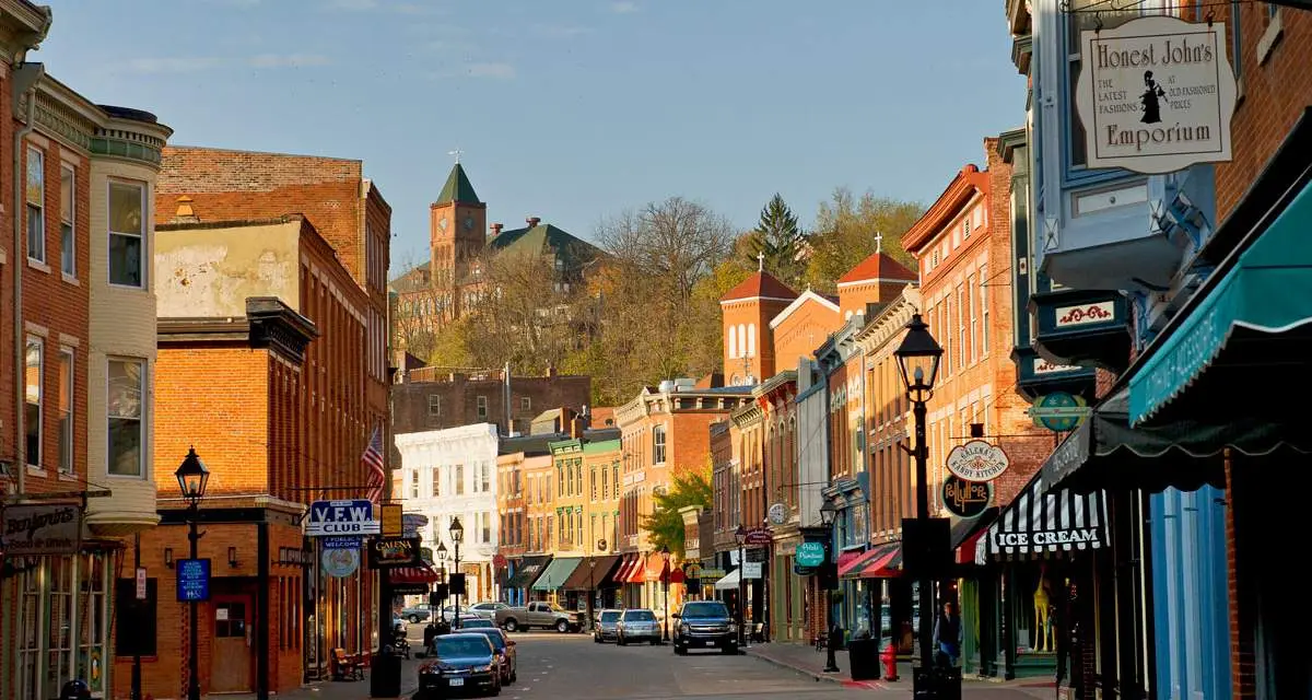 Buildings line Galena's historic Main Street