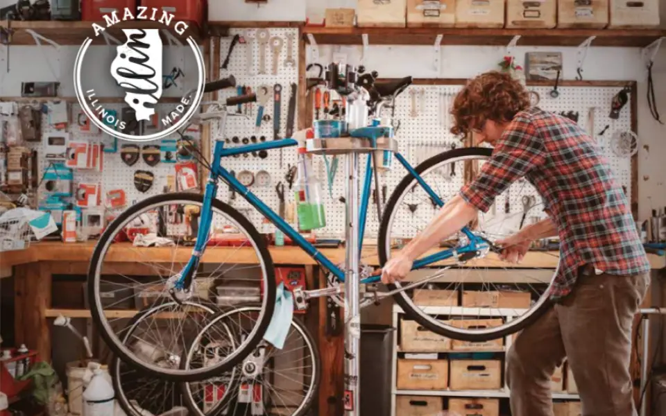 Man fixing a bike.